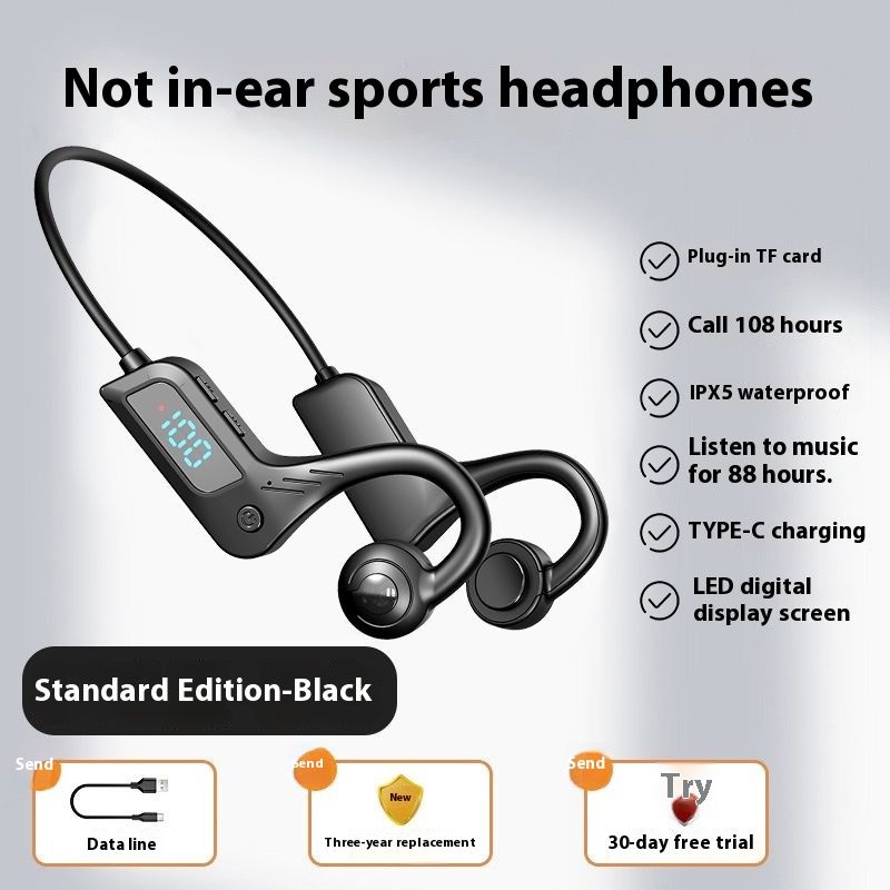 Bone Conduction Bluetooth Earphones Dual Long Battery Life Ear Hook Type Compatible With_voghion.com