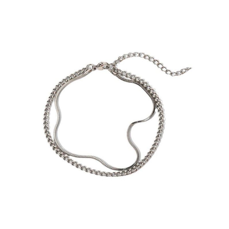 Fashion Accessories Personality Cool Style Men's Cuban Chain Double Layer Simple Bracelet_voghion.com