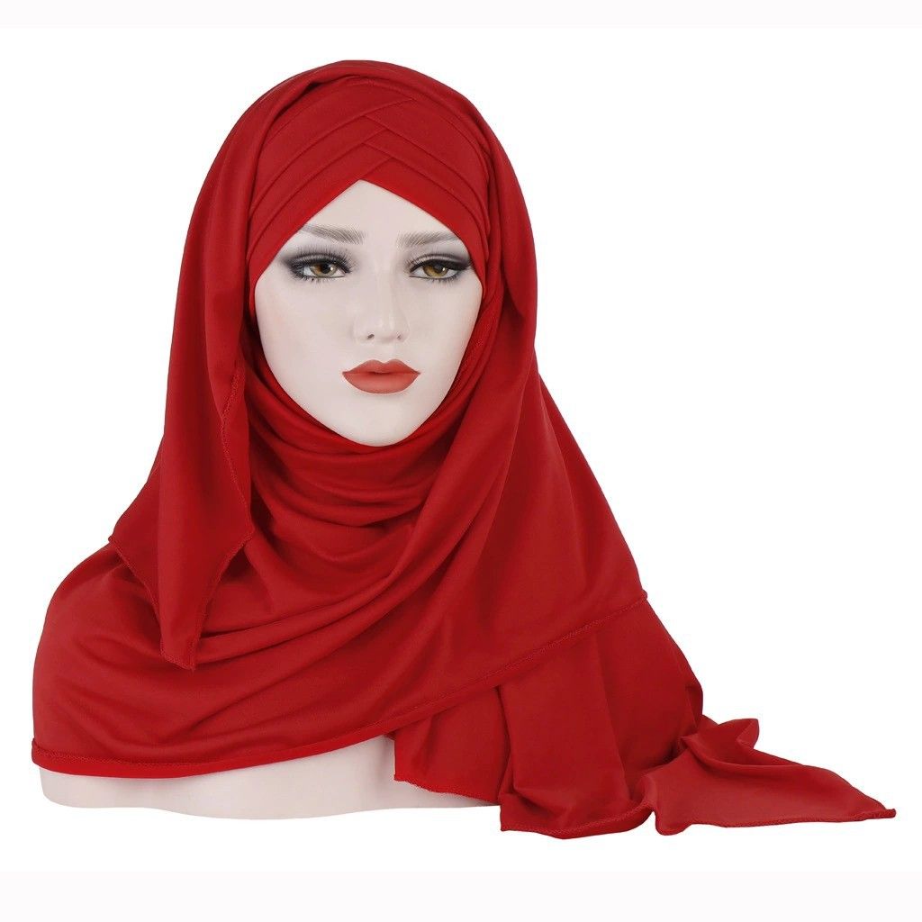Damenhüte, neues einfarbiges Schal- und Mützenset aus Milchseide, zweiteiliges Set für muslimische Frauen, Mode-Patch-Hijab_voghion.com