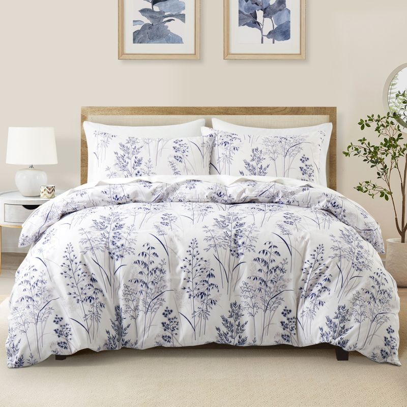Multi-Size Duvet Cover Set - US/EU/AU/DE Bedding, Geometric Floral Design, Soft Brushed Fabric, Active Dye - Twin/Queen/King_voghion.com