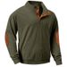 Men's Clothing Corduroy Casual Sweatshirt With Stand Collar & Patch Pockets - Lightweight Long Sleeve Pullover For Spring/Autumn (Black, Army Green)_voghion.com
