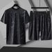 Men's Clothing Ice Silk Sports Suit Men's Summer Thin Short Sleeved T Shirt Quick Drying Casual Shorts Loose Large Size Clothes Set_voghion.com