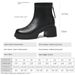 cameido Simple thick-soled ankle boots for petite women, with chunky heels and a rear zipper, fashion boots_voghion.com