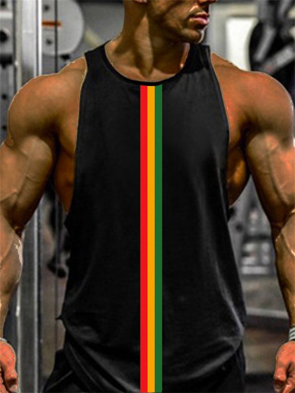 Férfi ruházat nyáron új 3D digitális nyomtatású férfi laza, hétköznapi sport ujjatlan hátrész_voghion.com