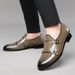 Suitable For All Seasons Men's Business Casual Leather Double-Breasted Pointed Toe Formal Shiny Monk Shoes British Style_voghion.com