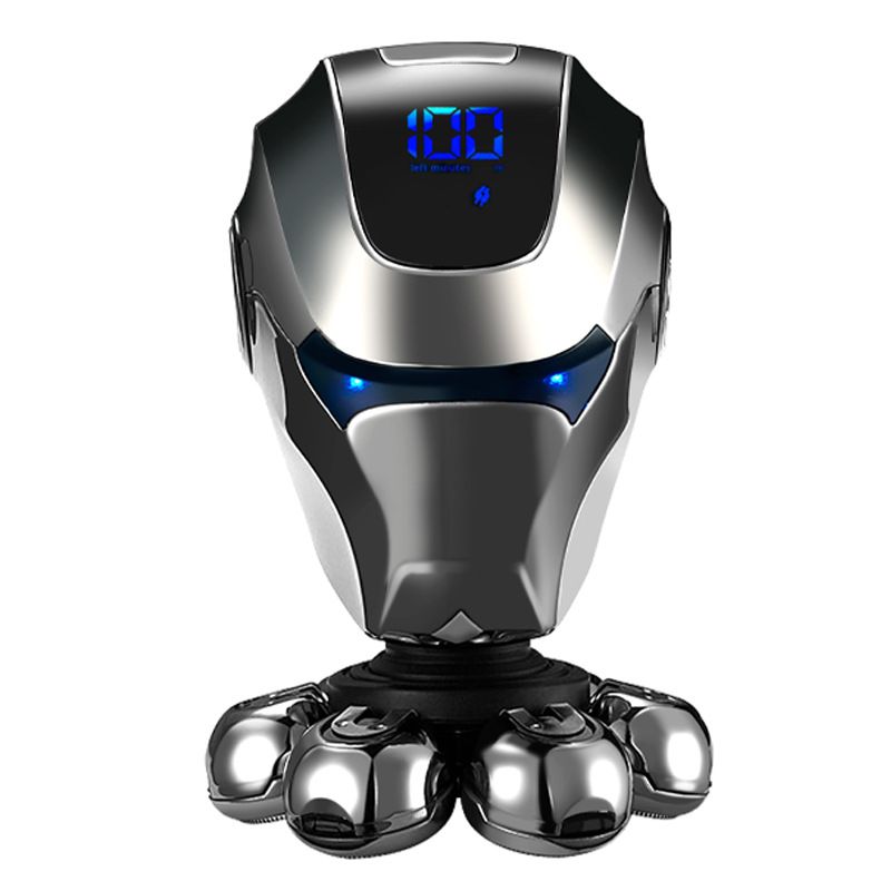 7-Blade Electric Shaver For Men, LED Display, USB Rechargeable, Wet & Dry Use, Floating Heads, Low Noise (Under 36dB), Silver_voghion.com