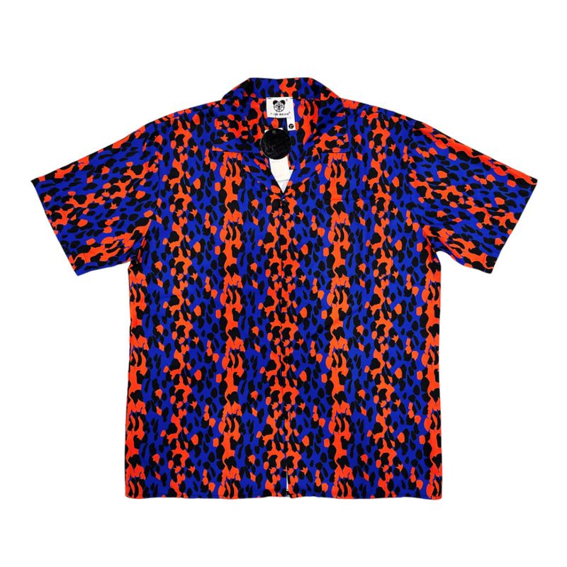 Men's Clothing Leisure Beach Leopard Print Cuban Collar Retro Flower Shirt Short Sleeve Men's Cardigan Thin_voghion.com