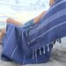 Cotton Turkish Tassel Beach Towel Striped Invisible Zipper Hemming Quick Drying Pocket Towel_voghion.com
