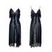 Sheer Mesh Backless Nightgown For Women - Elegant Ruffle Hem Camisole Dress With Adjustable Straps & Breathable Polyester_voghion.com