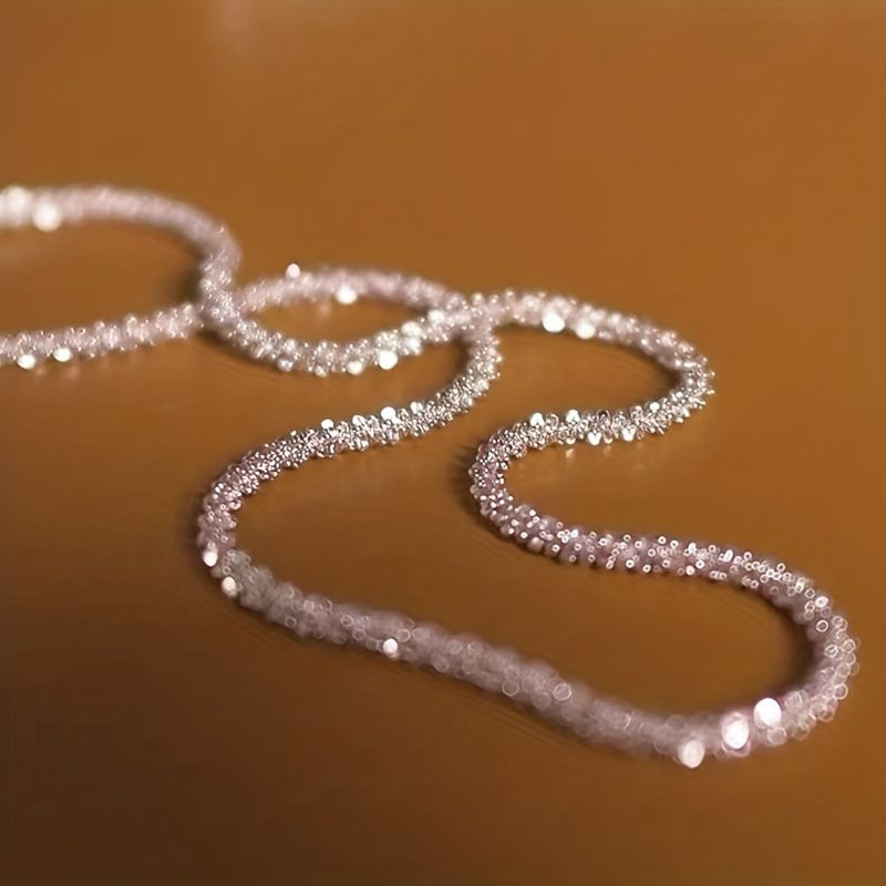 Sterling Silver Sparkling Clavicle Chain Choker Necklace For Women Jewelry Wedding Party Birthday Gift_voghion.com