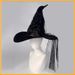 Cappello da mago strega e mago in maglia nera arricciata di Halloween COS_voghion.com