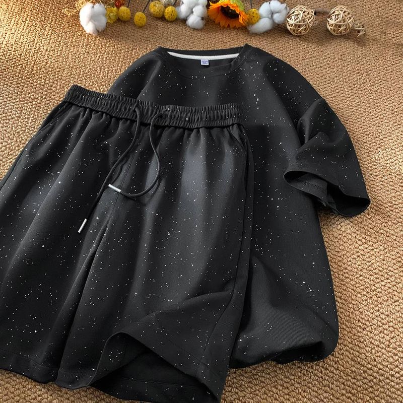 Men's Clothing Casual Sports Suit Full Stars Design Loose T Shirt Shorts Two Piece Suit_voghion.com