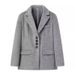 Women's clothing 2024 spring new collar single row multi button loose long hair 4-color suit jacket_voghion.com