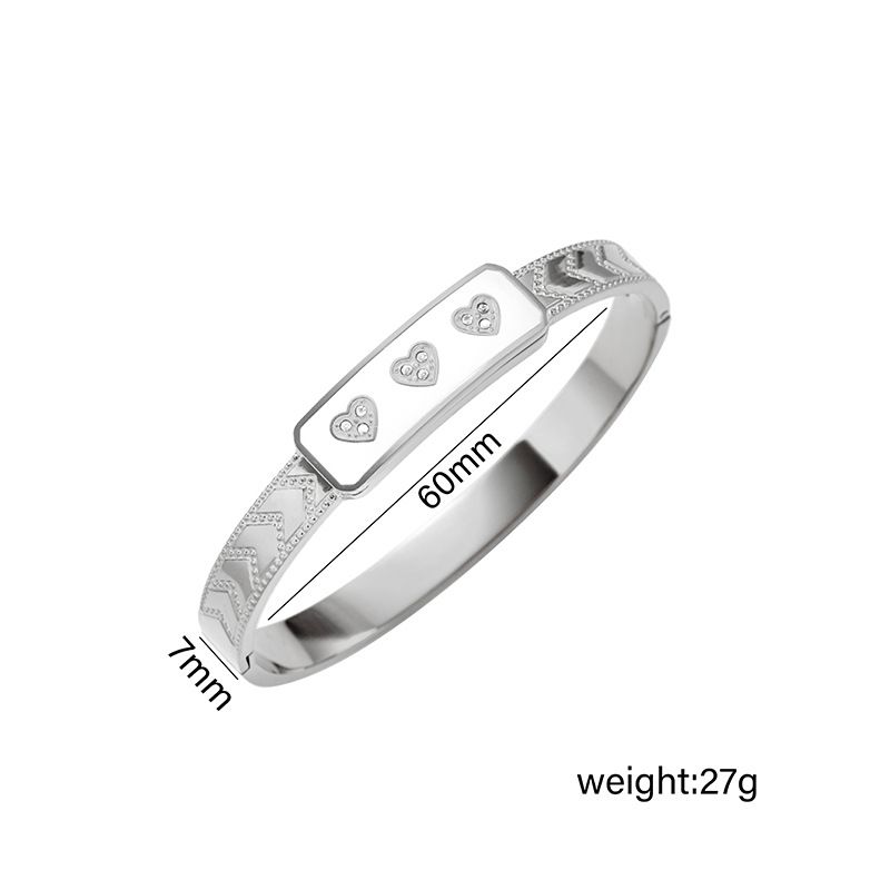 Olio a goccia d'amore in titanio intarsiato con diamante, bracciale versatile in acciaio inossidabile, accessorio che non sbiadisce_voghion.com