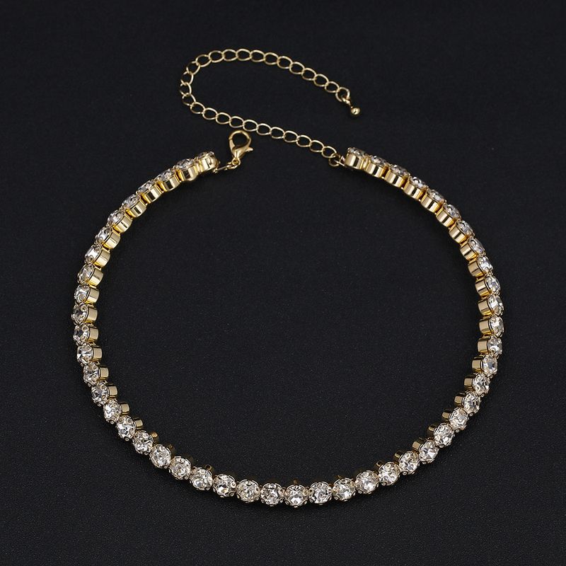 Modesch Hot Selling Voll Brautschmuck Elegant Glanzend Waasserdiamant Eenzelrei Halskette 5425 fir Fraen_voghion.com