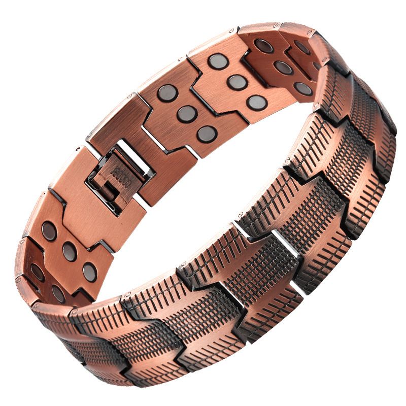 Bracciale diagonale magnetico da uomo rosso 3X a 3 file, larghezza 21, in rame puro, nuovo stile 2023_voghion.com
