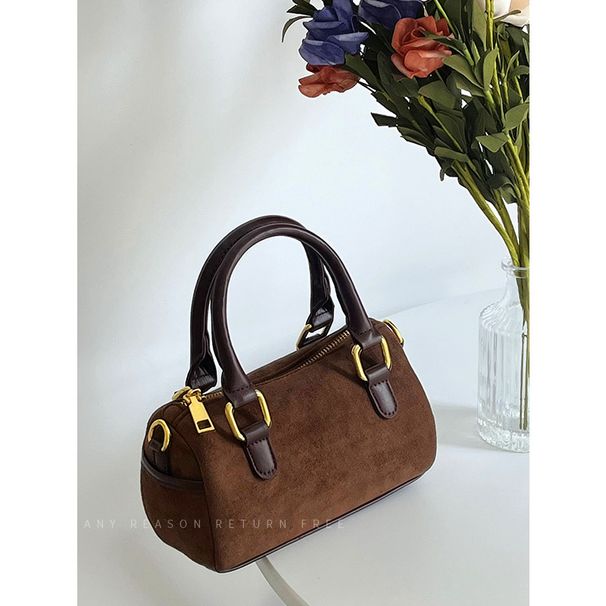 Borsa a tracolla vintage in velluto - Borsa a tracolla cilindrica retrò con chiusura a cerniera, morbida borsa Boston a cuscino per donna_voghion.com