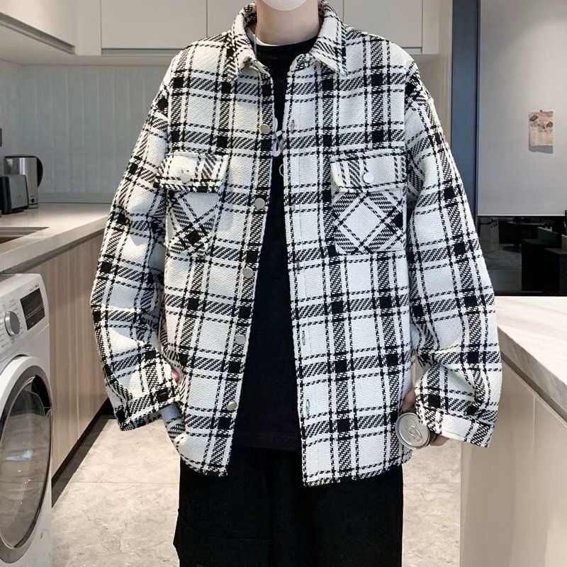 Kleine Duftenden Mantel Frühling und Herbst Amerikanische Mode Marke Lose Tausend Vogel Gitter Campus Stil Pi Shuai Casual_voghion.com