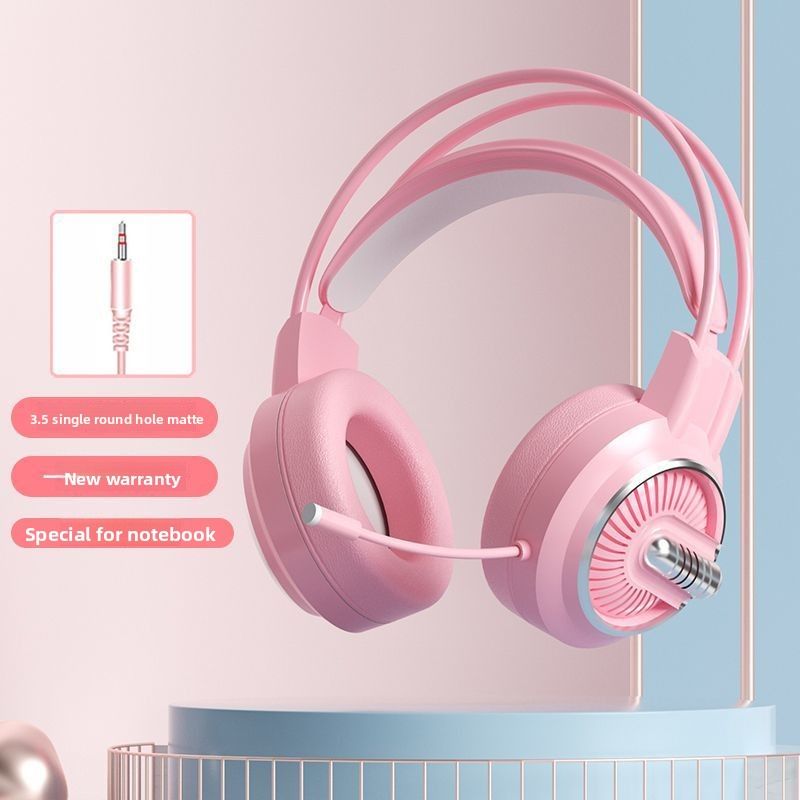 Rosa Katzenohr-Kopfhörer mit Kabel, Over-Ear-Gaming-Mikrofon, Computer-Desktop-Spiel, Live-Streaming, Streamer, dediziertes Headset_voghion.com