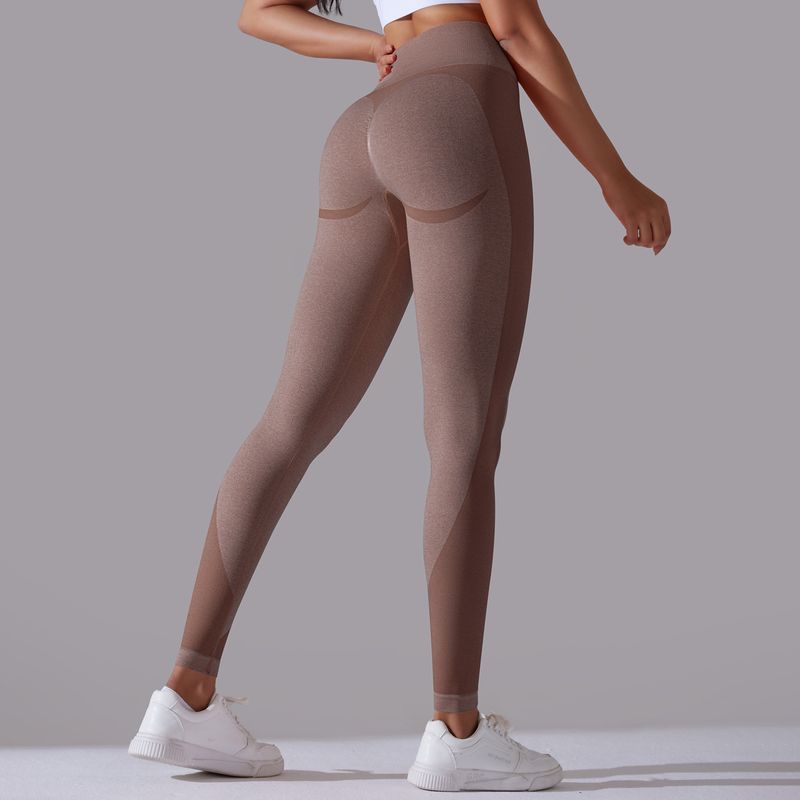 Sem costura malha pêssego hip levantamento pequeno crescente cintura alta yoga esportes correndo fitness calças cortadas apertadas para mulher_voghion.com