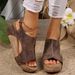 Summer Women's Wide Width Gladiator Sandals - Vintage Platform Wedge Peep-Toe Slides With Comfort Arch Support_voghion.com