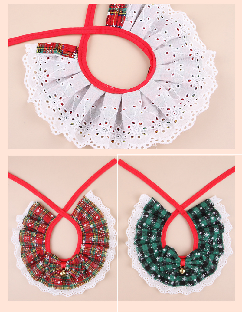 Natale Pet collo bavaglino stile pizzo saliva asciugamano pet campana pet stile abbigliamento pet_voghion.com