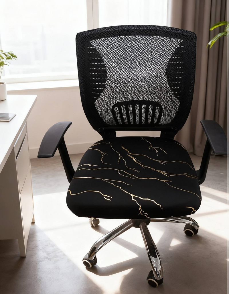 Luxury Milk Silk Gold-Foil Chair Cushion Cover - Wrinkle-Resistant, Anti-Slip & Scratch-Proof - Modern Minimalist Design_voghion.com