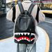 2025 New Men's Graffiti Printing Fashion Shark Mouth Casual Fashion Backpack Daily Commuting Shoulder Bag_voghion.com