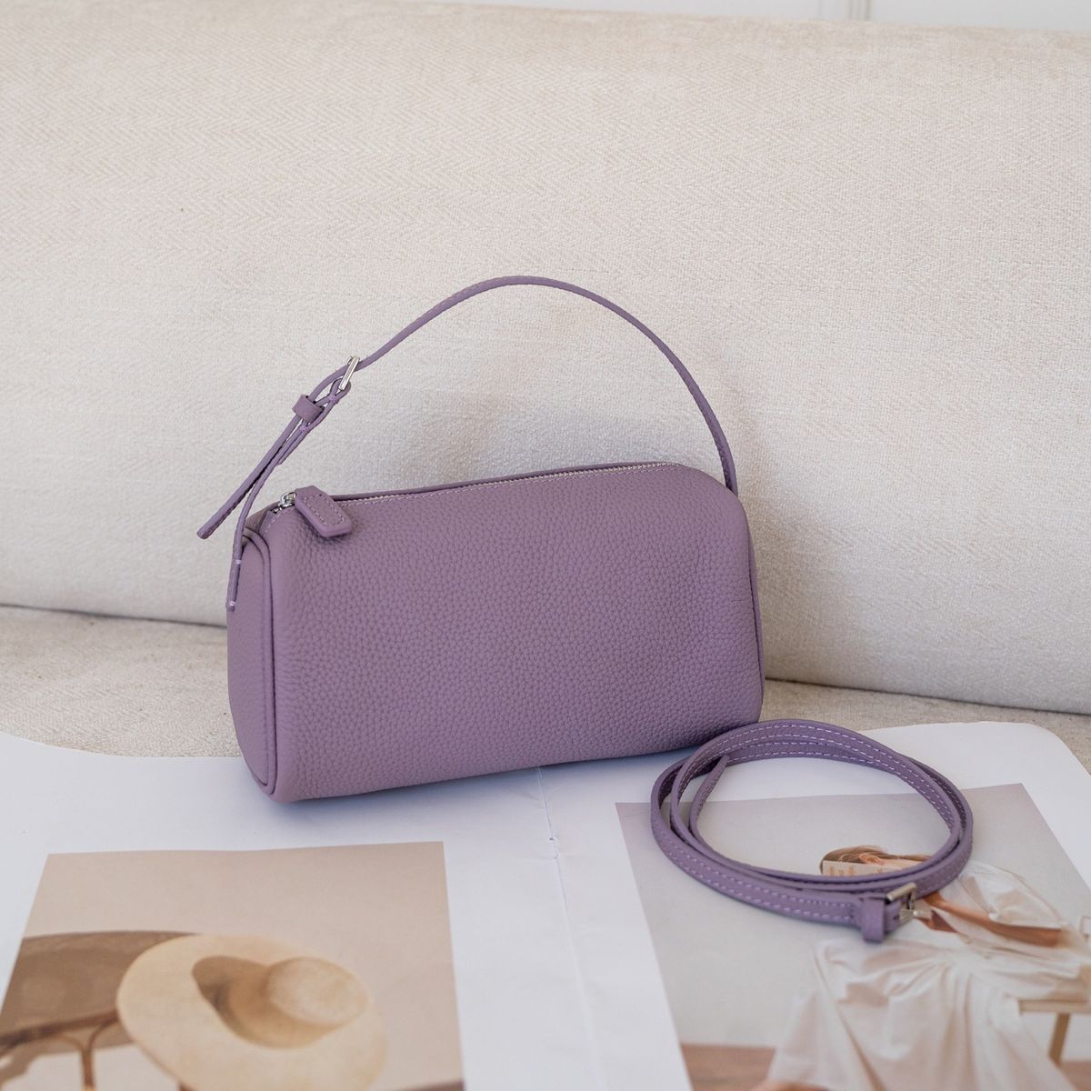 Women's Bags Pen Holder Bag Crossbody Small Bag First Layer Cowhide Simple Design Pencil Case Bag Handheld Genuine Leather Pillow Bag Underarm Bag_voghion.com