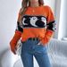 Maglione a maniche lunghe con contrasto di colore e tema Halloween per autunno e inverno, abbigliamento da donna_voghion.com