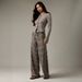 Women's Striped Knit Lounge Set – Long Sleeve Top & Wide Leg Pants, Poly-Spandex Blend For Work & Leisure (Grey/Brown, S-XXL)_voghion.com