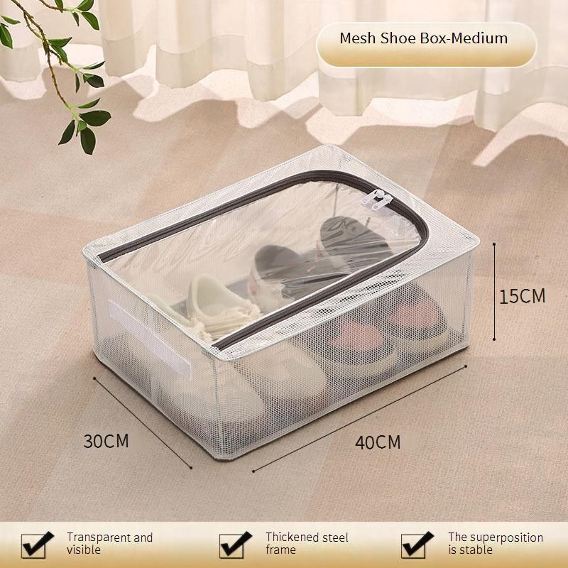 Foldable Clear Shoe Storage Box - Stackable Shoe Organizer With Dust-Proof Lid_voghion.com