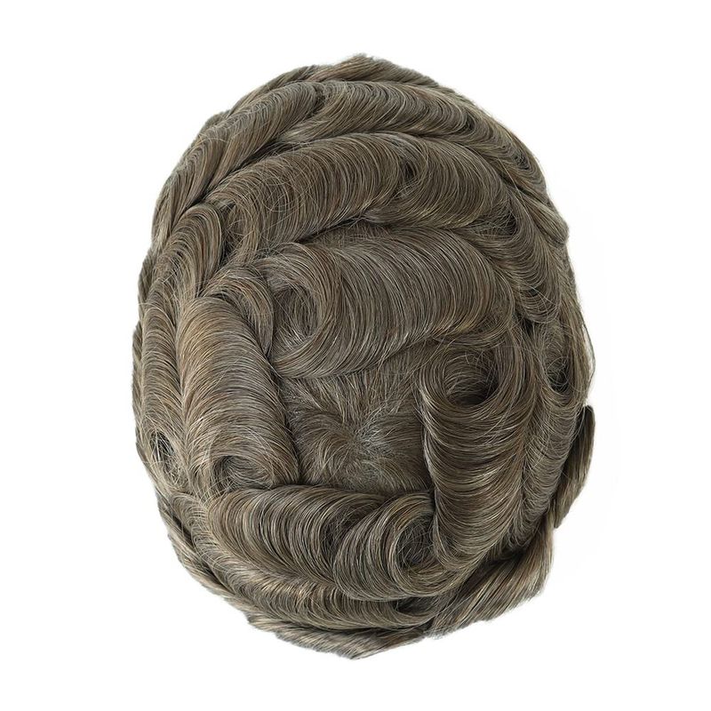 French Lace Toupee For Men 100% Human Hair Replacement System Natural Hairline HairPieces Real Mens Wig Dark Ash Blonde Color #17_voghion.com