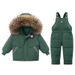 Winter-Daunenjacken-Set für Kinder – Kapuzen-Steppjacke + abnehmbare Latzhose (1-3 Jahre, 80-100 cm) in zarten Pastelltönen_voghion.com