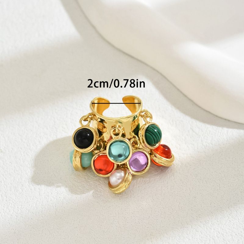 Einfacher, verstellbarer Ring zum Öffnen für Frauen, personalisiertes Set mit bunten Edelsteinen, schlichter Ring, Zeigefingerring_voghion.com