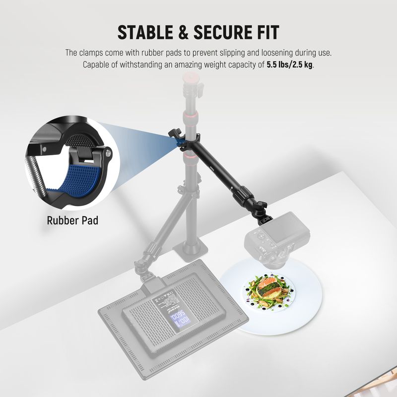 NEEWER Overhead Mount with Phone Clip 28cm 180°&360° Holding Arm Desk Stand for Camera LED Ring Light Microphone_voghion.com