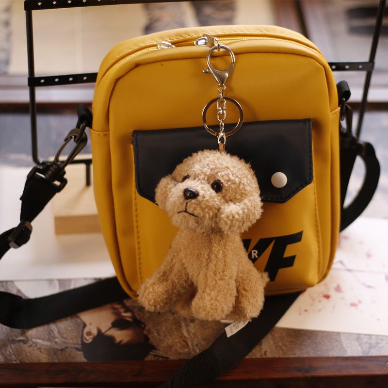 Plush Mini Adorable Teddy Dog Keychain Cute Small Dog Backpack Charm Brown Gift_voghion.com