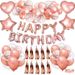 Creative Rose Gold Birthday Party Set With Sequined Tassel Party Backdrop Decorations And Balloons_voghion.com