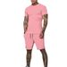 CT Hot Selling Solid Color T-Shirt + Five-Point Men's Summer Short Sleeve Shorts Set Breathable Style_voghion.com