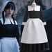 Girls Cosplay Wednesday Waitress Dress Dress Three-piece Long Dress Suit_voghion.com