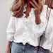 Elegant Ruffle Blouse Women's Loose Fit Long Sleeve Shirt - Casual Office Tops With Flounce Detail, Plus Size Friendly_voghion.com
