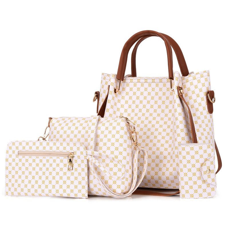 Borsa a mano da donna, borsa a tracolla vintage, set da 4 pezzi, borsa a tracolla stampata da donna_voghion.com