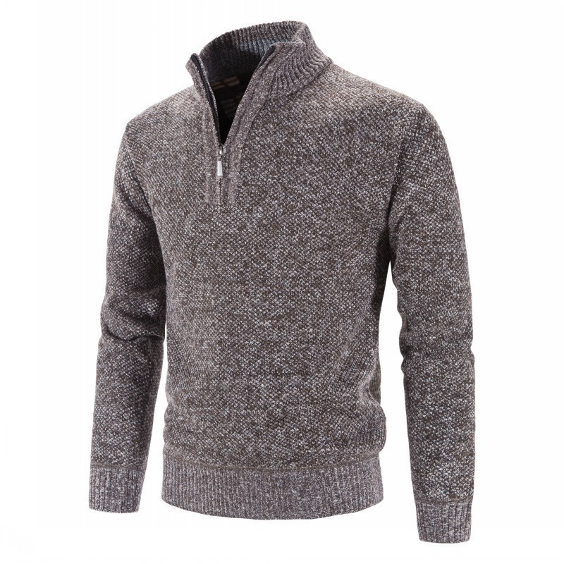 Herren-Fleece-Pullover mit Reißverschluss in Übergröße, halber Rollkragenpullover, Herren-Langarmpullover_voghion.com