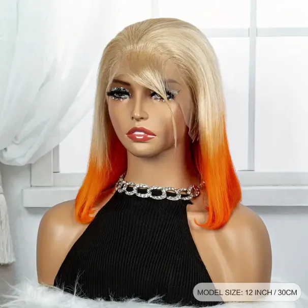 Kahevärvilised sirged inimese juustest parukad 13*4 pitsist esiosaga parukad naistele 12–16 tolli sirged pitsist esiosaga liimita inimese juustest parukad_voghion.com