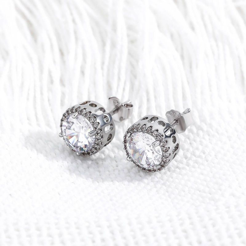 Pendientes de joyería de circonita grande de estilo simple INS, accesorios de moda con personalidad y aguja de plata_voghion.com