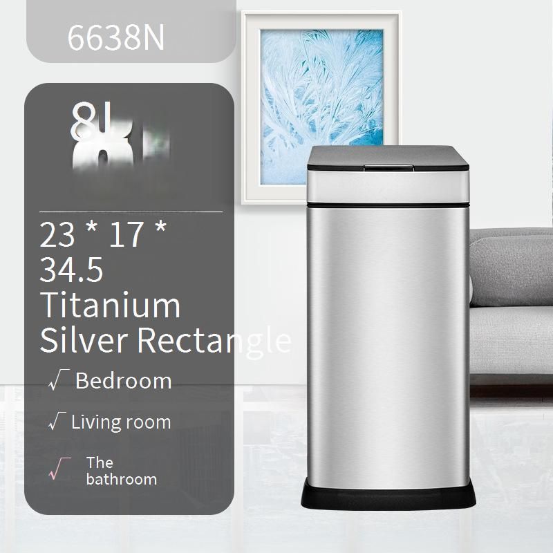 GAOK 8L Rectangular Intelligent Induction Trash Can Household Bathroom Stainless Steel Trash Can 6638N_voghion.com