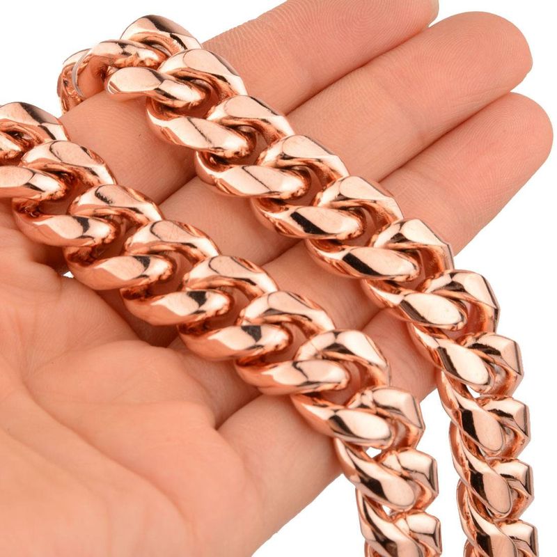 Source Rose Gold Cuban Chain Dragon Head Buckle Stainless Steel Necklace_voghion.com