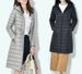 Women's Lightweight Long Down Coat With Hood & Drawstring – Slim Fit Knee-Length Jacket (Black/Burgundy, L-XXL) – 90% White Duck Down_voghion.com