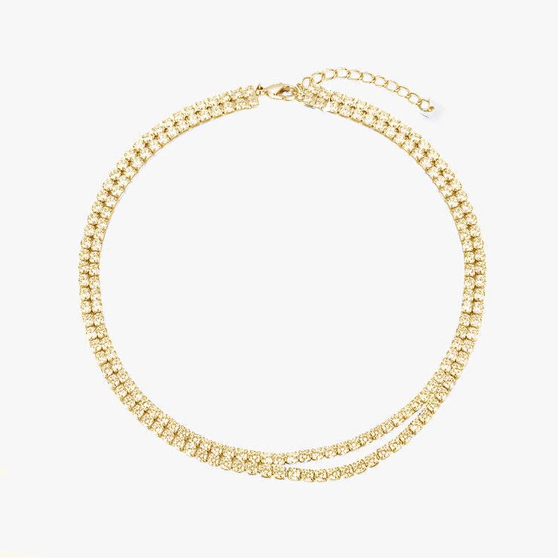 New Stylish Simple Rhinestone Necklace, High-end Personalized Open Double-row Neck Chain Accessories Women's Necklace_voghion.com