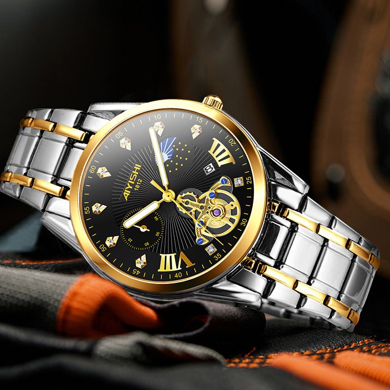 men's watch mechanical watch high-grade steel belt waterproof business alloy watch quartz watch men's watch_voghion.com